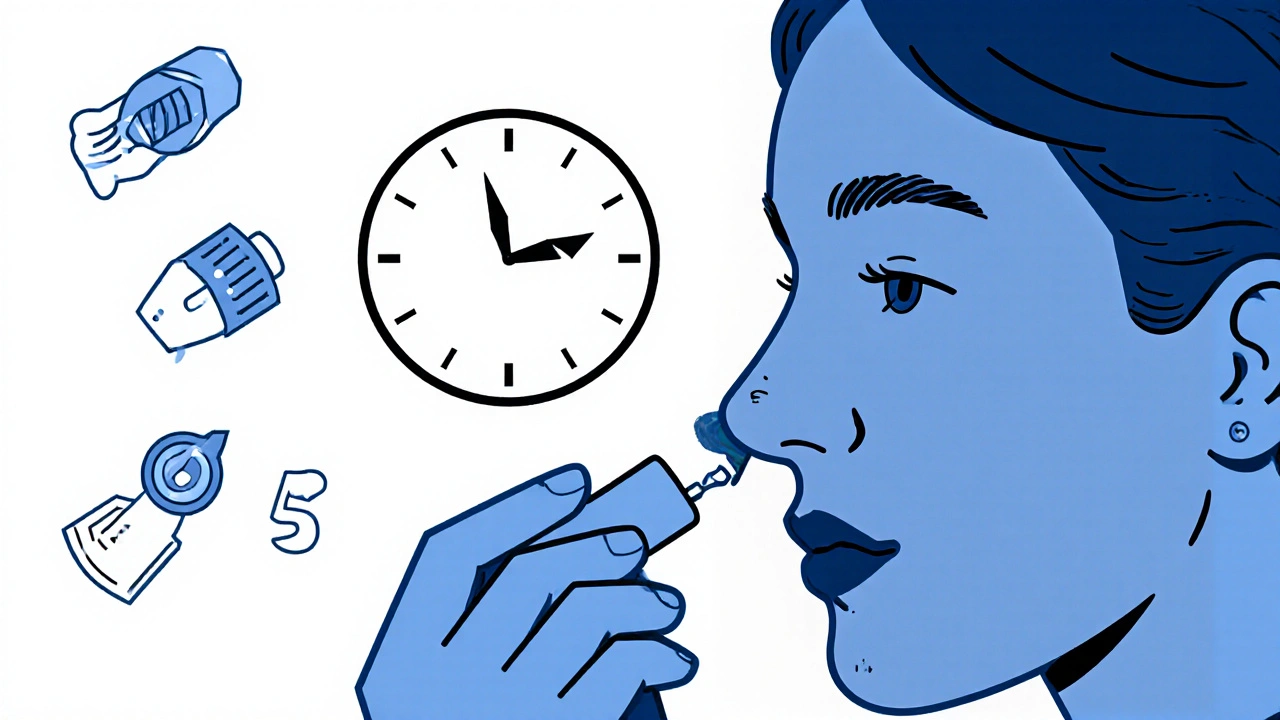 Nurse applies precise mupirocin dose with clock showing Day 5 in clean hospital scene.